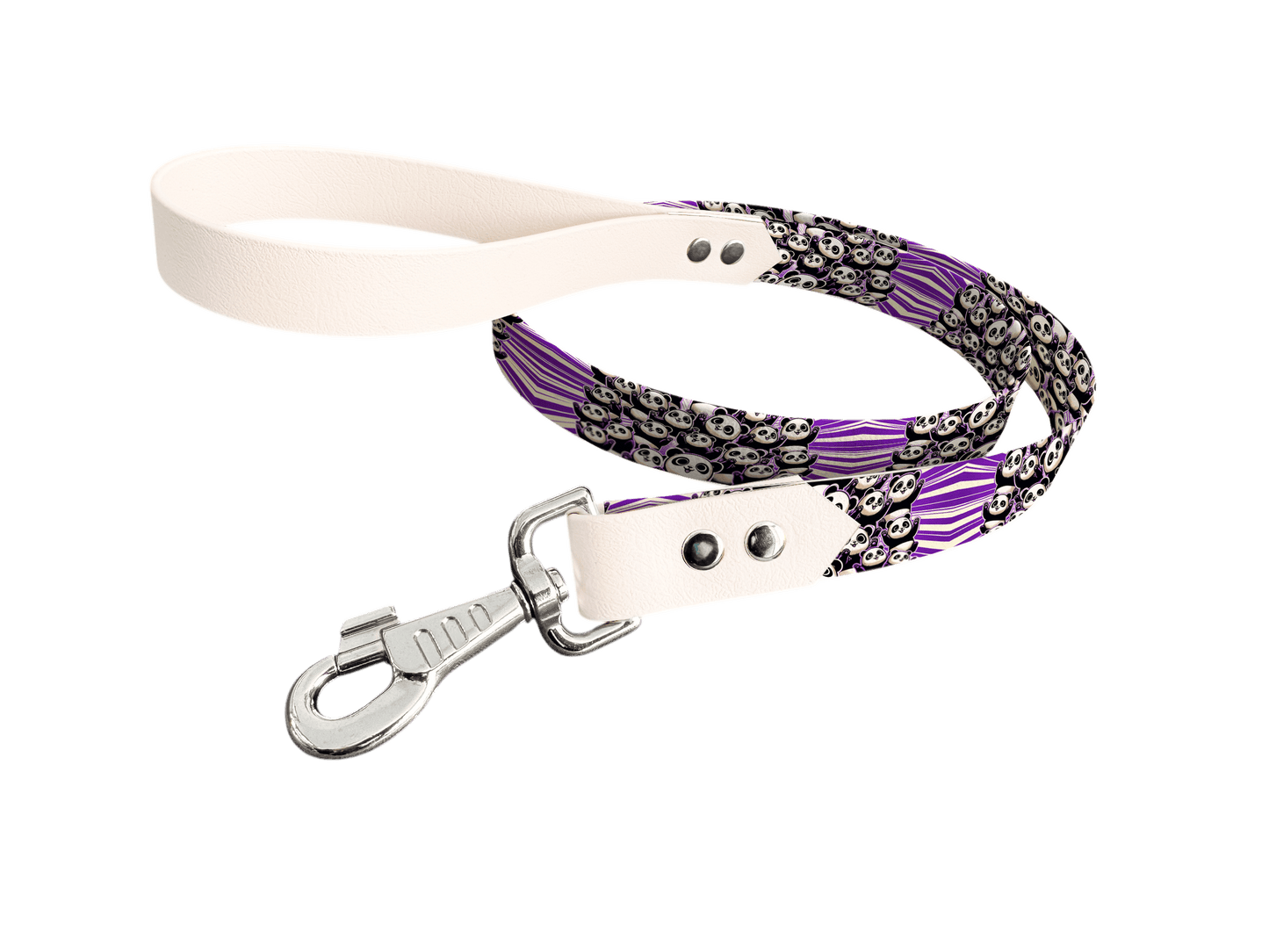 L'atelier du Fourmilier Laisse bicolore longe imprimée 130 / 19mm Laisse bicolore en BioThane® avec longe imprimée – Collection Animaux pop/Kawaii - Coloris au choix