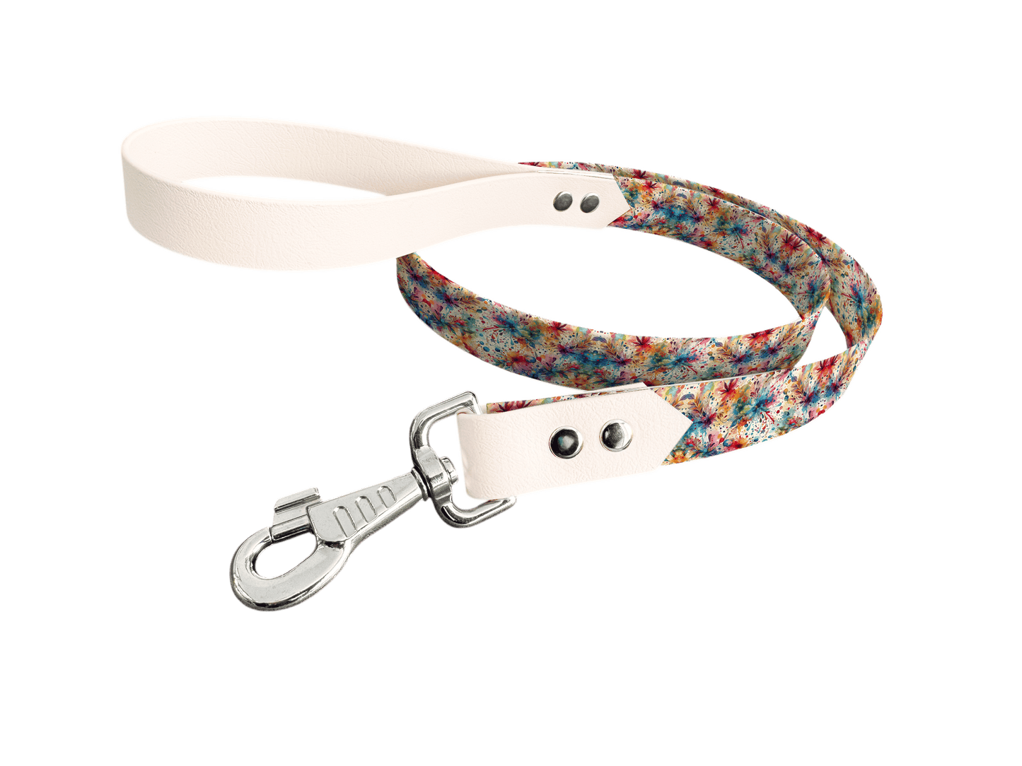 L'atelier du Fourmilier Laisse bicolore longe imprimée 14 / 19mm Laisse bicolore en BioThane® avec longe imprimée – Collection Abstrait - Coloris au choix