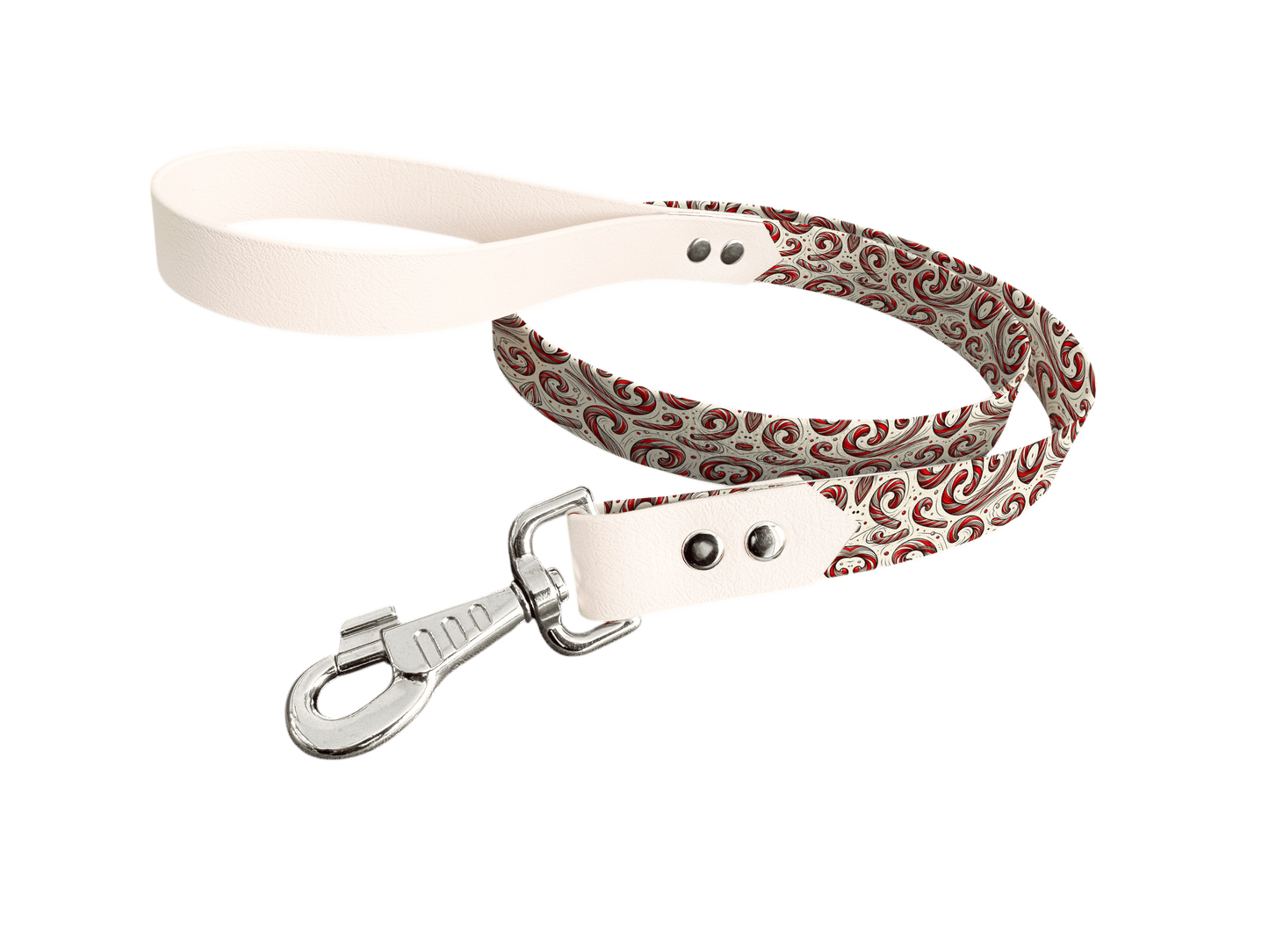 L'atelier du Fourmilier Laisse bicolore longe imprimée 146 / 19mm Laisse bicolore en BioThane® avec longe imprimée – Collection Noël - Coloris au choix
