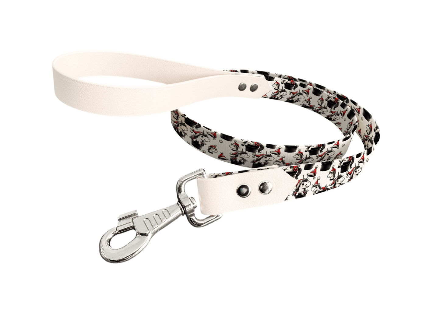 L'atelier du Fourmilier Laisse bicolore longe imprimée 149 / 19mm Laisse bicolore en BioThane® avec longe imprimée – Collection Noël - Coloris au choix