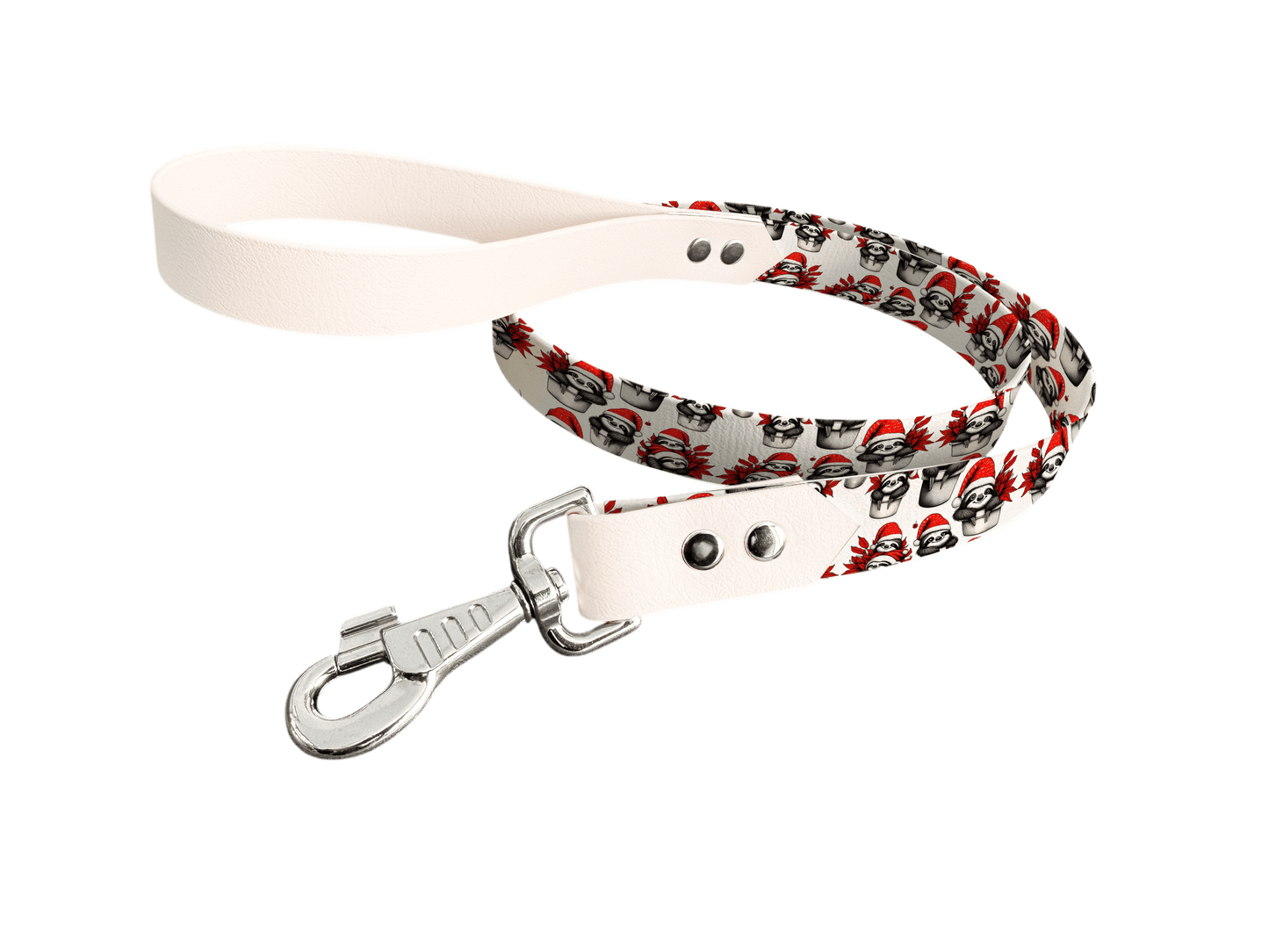 L'atelier du Fourmilier Laisse bicolore longe imprimée 151 / 19mm Laisse bicolore en BioThane® avec longe imprimée – Collection Noël - Coloris au choix