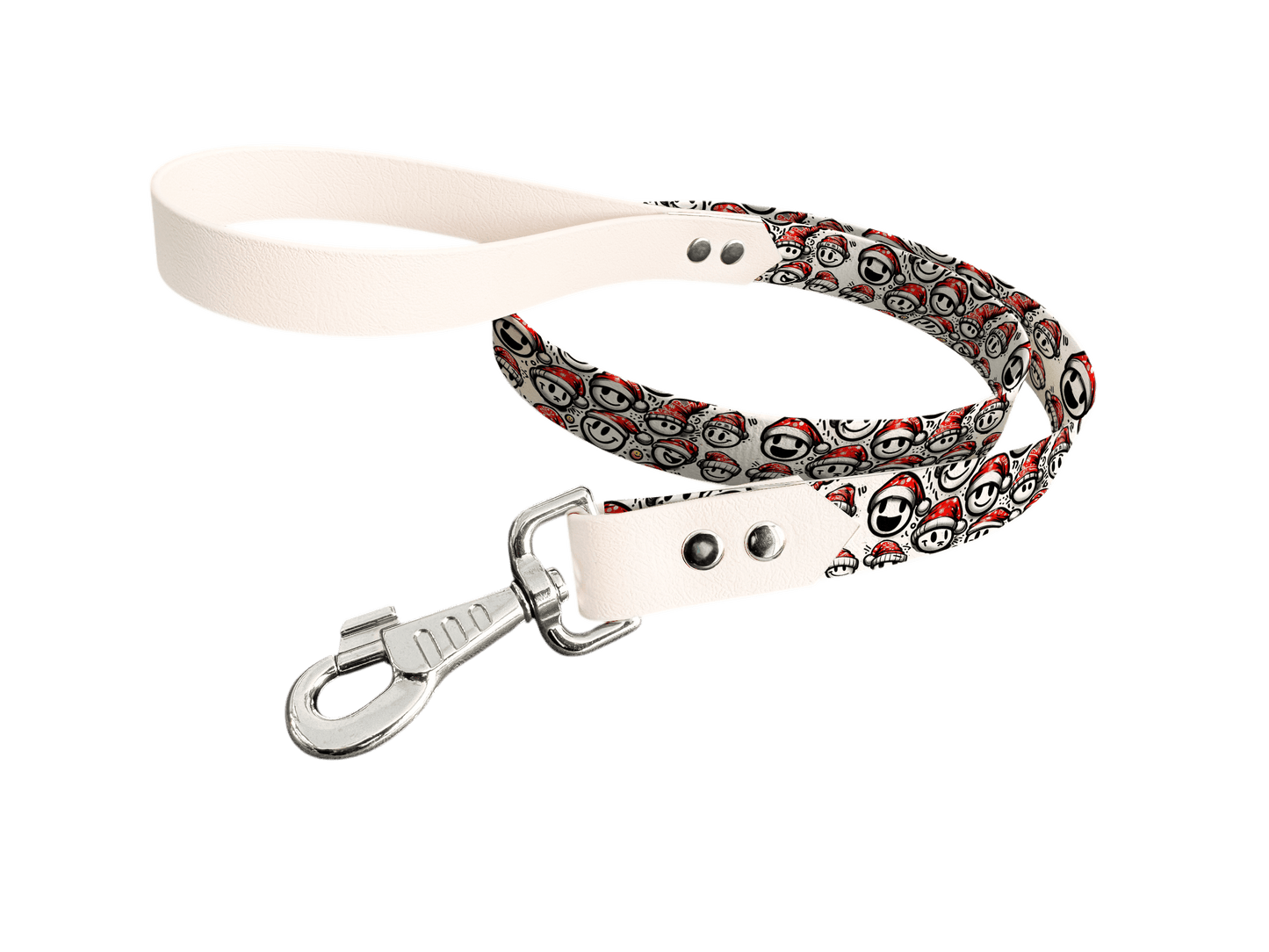 L'atelier du Fourmilier Laisse bicolore longe imprimée 153 / 19mm Laisse bicolore en BioThane® avec longe imprimée – Collection Noël - Coloris au choix