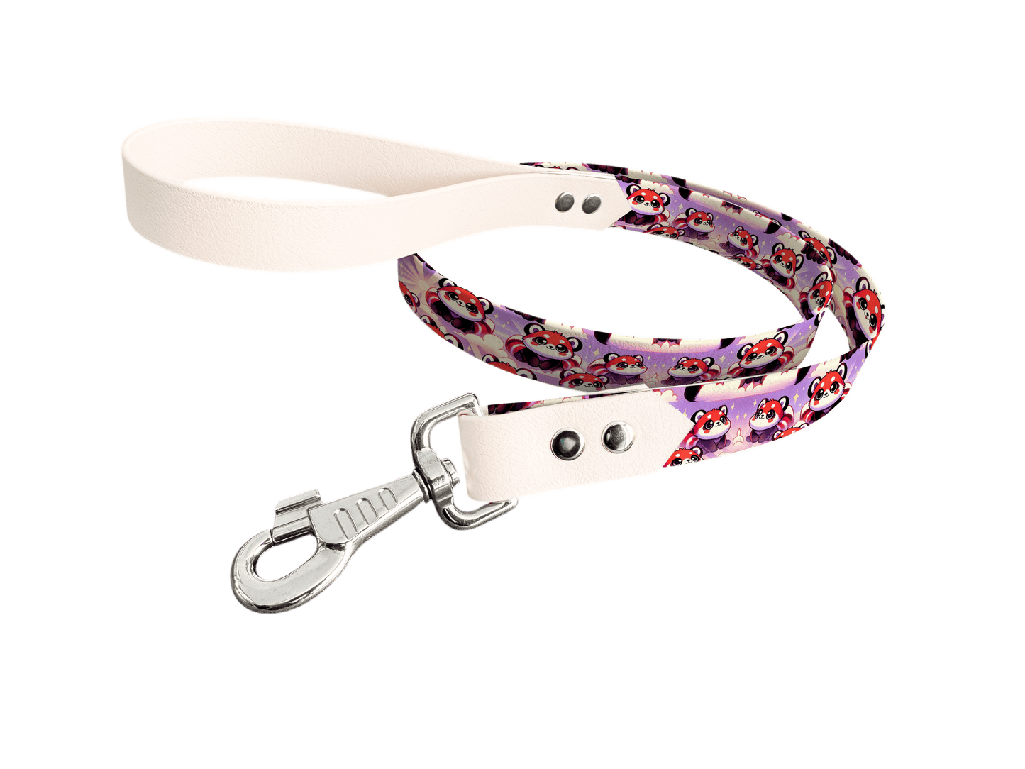 L'atelier du Fourmilier Laisse bicolore longe imprimée 158 / 19mm Laisse bicolore en BioThane® avec longe imprimée – Collection Animaux pop/Kawaii - Coloris au choix