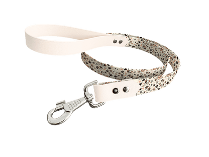 L'atelier du Fourmilier Laisse bicolore longe imprimée 16 / 19mm Laisse bicolore en BioThane® avec longe imprimée – Collection Chiens- Coloris au choix