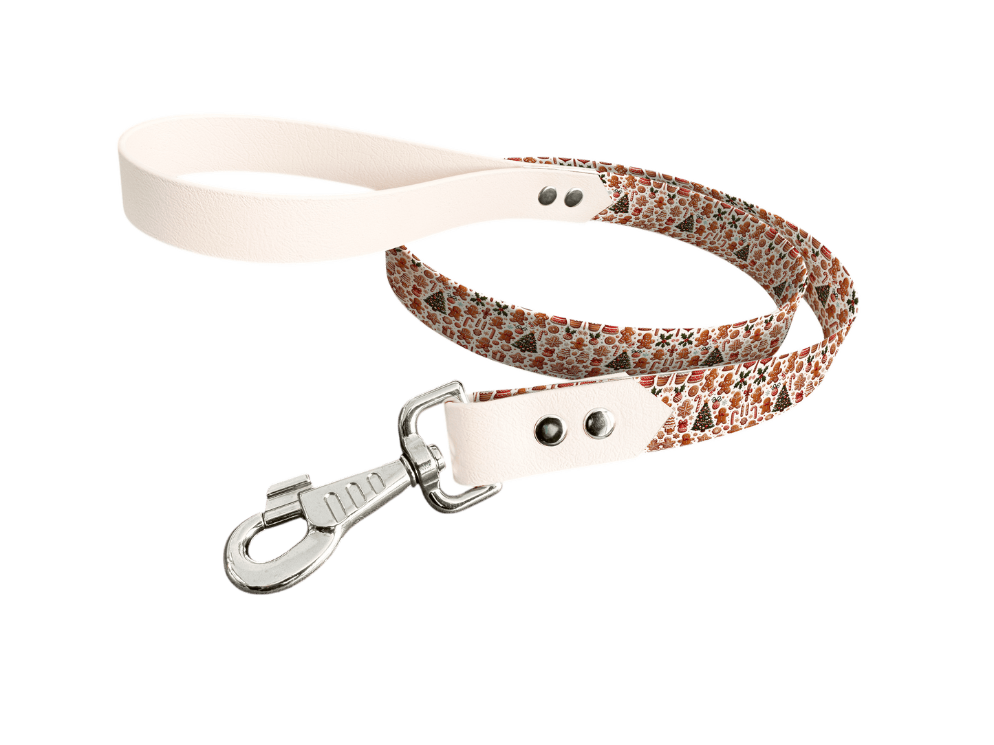 L'atelier du Fourmilier Laisse bicolore longe imprimée 161 / 19mm Laisse bicolore en BioThane® avec longe imprimée – Collection Noël - Coloris au choix