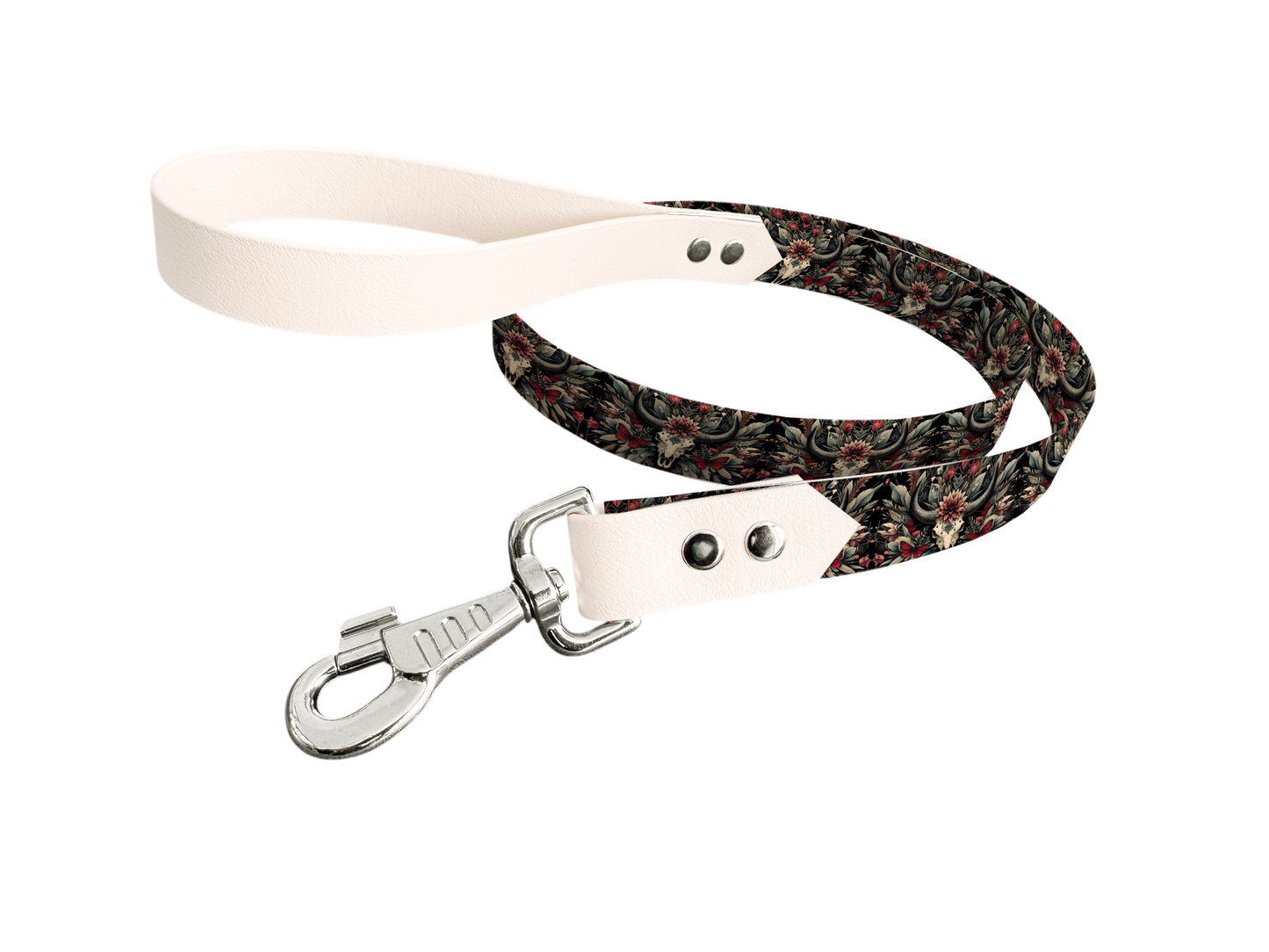 L'atelier du Fourmilier Laisse bicolore longe imprimée 166 / 19mm Laisse bicolore en BioThane® avec longe imprimée – Collection Tribal - Coloris au choix