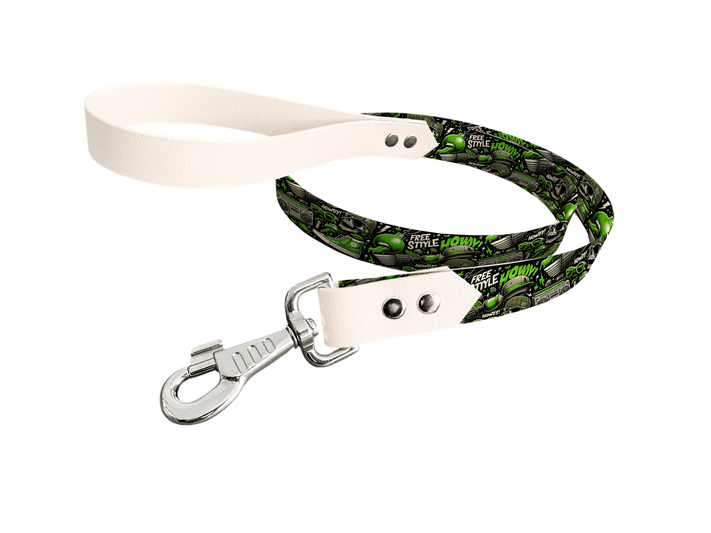 L'atelier du Fourmilier Laisse bicolore longe imprimée 169 / 19mm Laisse bicolore en BioThane® avec longe imprimée – Collection Pop Art- Coloris au choix