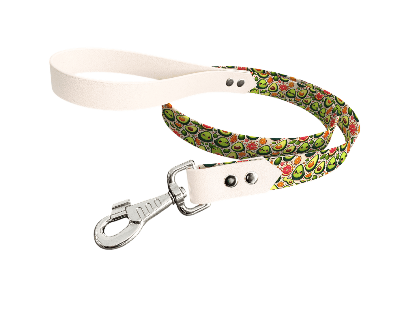 L'atelier du Fourmilier Laisse bicolore longe imprimée 17 / 19mm Laisse bicolore en BioThane® avec longe imprimée – Collection Gourmandises - Coloris au choix