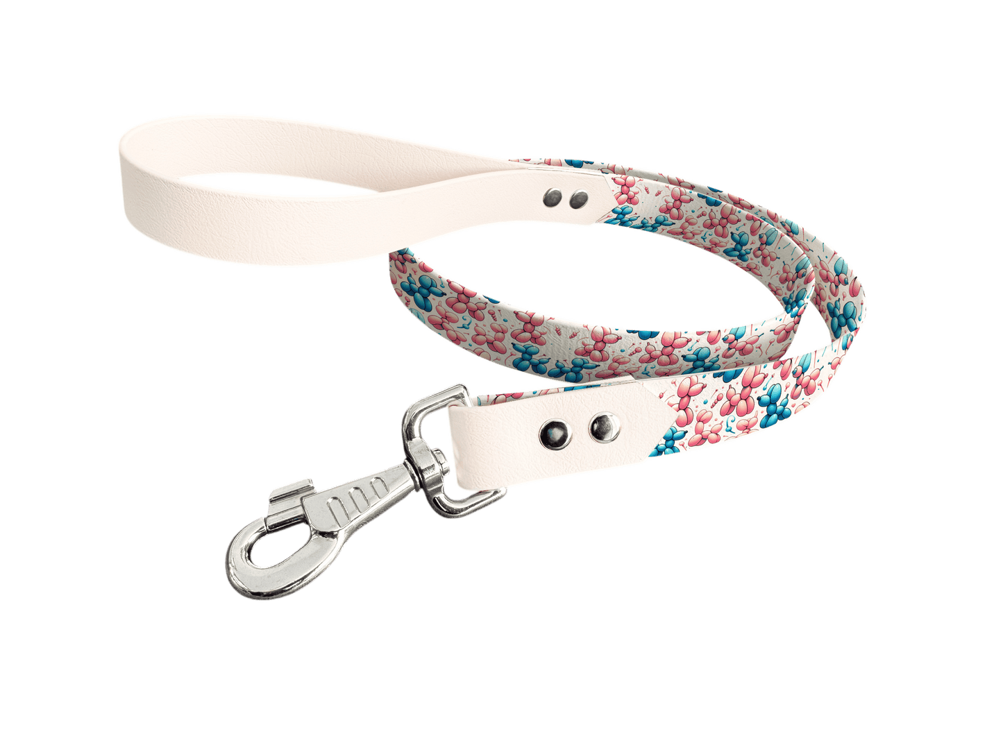 L'atelier du Fourmilier Laisse bicolore longe imprimée 170 / 19mm Laisse bicolore en BioThane® avec longe imprimée – Collection Chiens- Coloris au choix