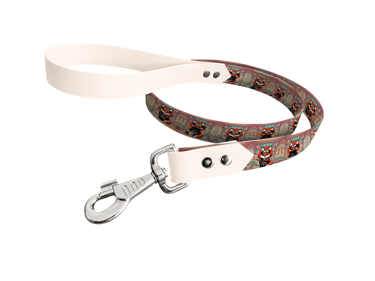 L'atelier du Fourmilier Laisse bicolore longe imprimée 174 / 19mm Laisse bicolore en BioThane® avec longe imprimée – Collection Animaux pop/Kawaii - Coloris au choix