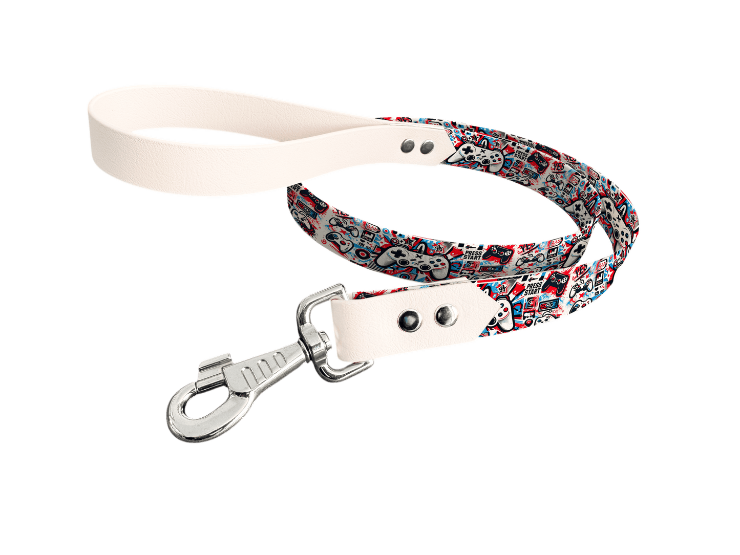 L'atelier du Fourmilier Laisse bicolore longe imprimée 175 / 19mm Laisse bicolore en BioThane® avec longe imprimée – Collection Pop Art- Coloris au choix