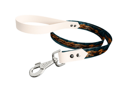 L'atelier du Fourmilier Laisse bicolore longe imprimée 182 / 19mm Laisse bicolore en BioThane® avec longe imprimée – Collection Chiens- Coloris au choix