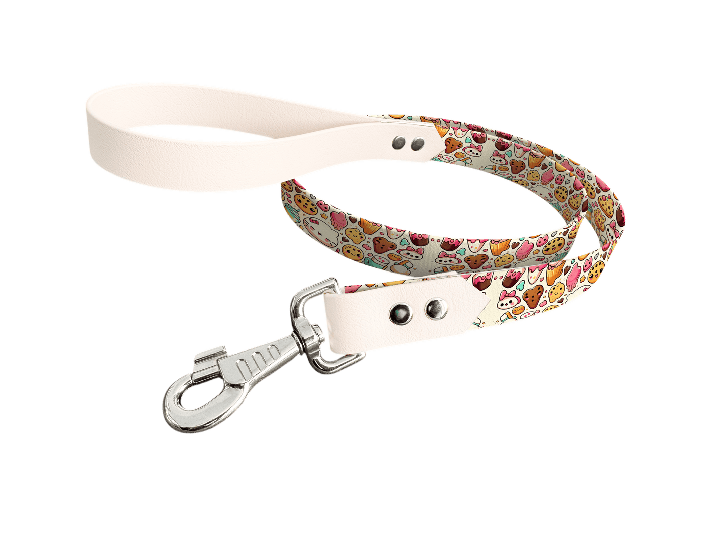 L'atelier du Fourmilier Laisse bicolore longe imprimée 19 / 19mm Laisse bicolore en BioThane® avec longe imprimée – Collection Gourmandises - Coloris au choix