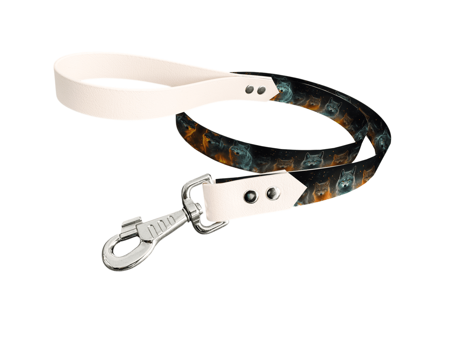 L'atelier du Fourmilier Laisse bicolore longe imprimée 193 / 19mm Laisse bicolore en BioThane® avec longe imprimée – Collection Chiens- Coloris au choix