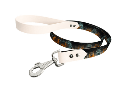 L'atelier du Fourmilier Laisse bicolore longe imprimée 193 / 19mm Laisse bicolore en BioThane® avec longe imprimée – Collection Chiens- Coloris au choix