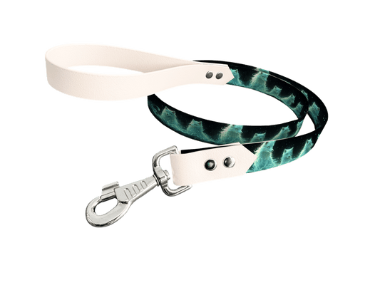 L'atelier du Fourmilier Laisse bicolore longe imprimée 195 / 19mm Laisse bicolore en BioThane® avec longe imprimée – Collection Animaux sauvages- Coloris au choix