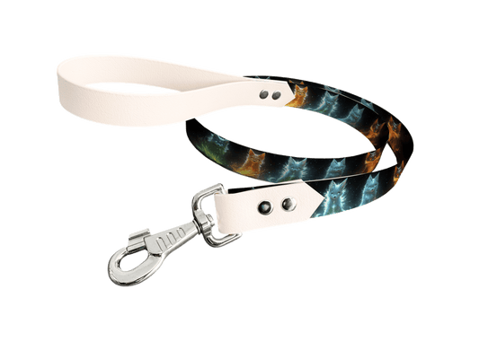 L'atelier du Fourmilier Laisse bicolore longe imprimée 196 / 19mm Laisse bicolore en BioThane® avec longe imprimée – Collection Animaux sauvages- Coloris au choix