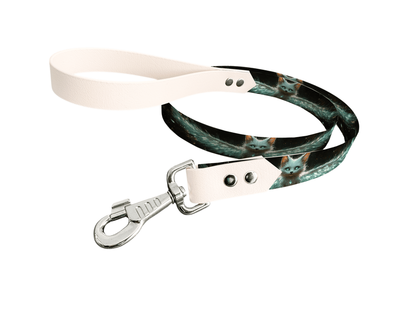 L'atelier du Fourmilier Laisse bicolore longe imprimée 198 / 19mm Laisse bicolore en BioThane® avec longe imprimée – Collection Créatures imaginaires- Coloris au choix