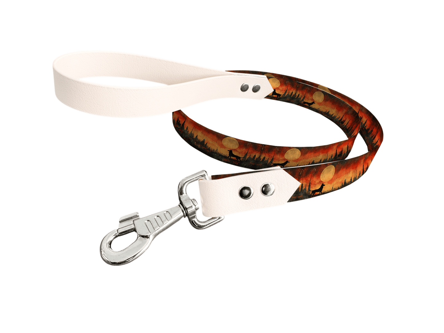 L'atelier du Fourmilier Laisse bicolore longe imprimée 199 / 19mm Laisse bicolore en BioThane® avec longe imprimée – Collection Chiens- Coloris au choix