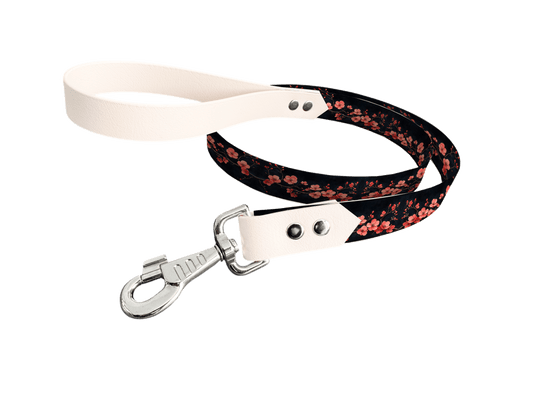 L'atelier du Fourmilier Laisse bicolore longe imprimée 19mm / 178 Laisse en BioThane® avec longe imprimée – Collection Fleur - Coloris au choix