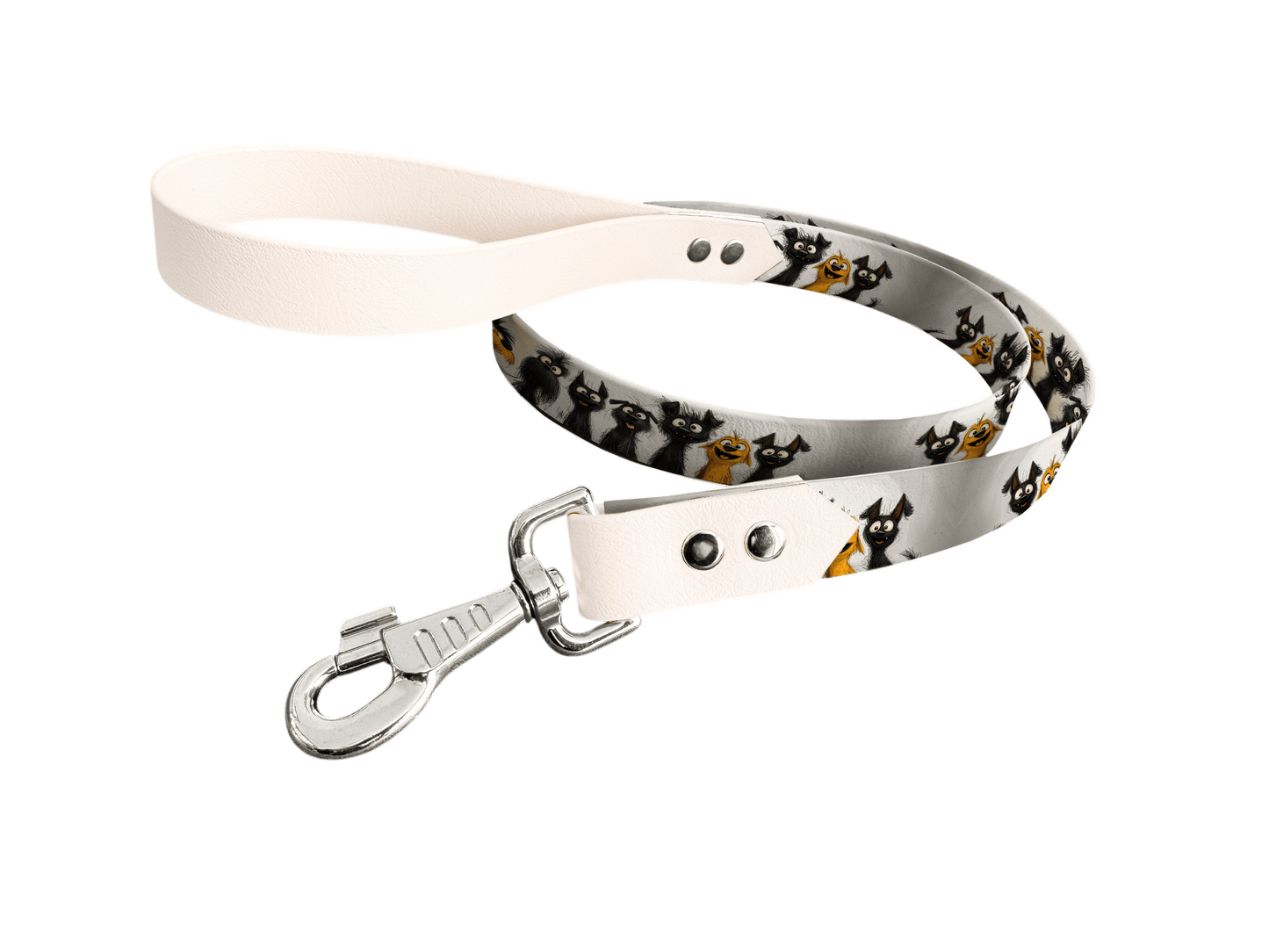 L'atelier du Fourmilier Laisse bicolore longe imprimée 200 / 19mm Laisse bicolore en BioThane® avec longe imprimée – Collection Chiens- Coloris au choix