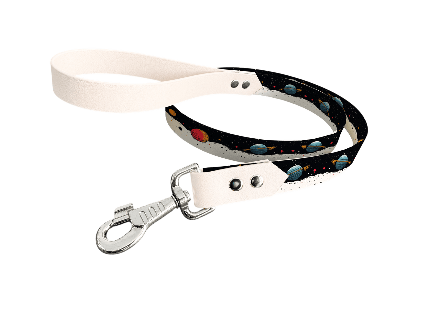L'atelier du Fourmilier Laisse bicolore longe imprimée 202 / 19mm Laisse bicolore en BioThane® avec longe imprimée – Collection Galaxie- Coloris au choix