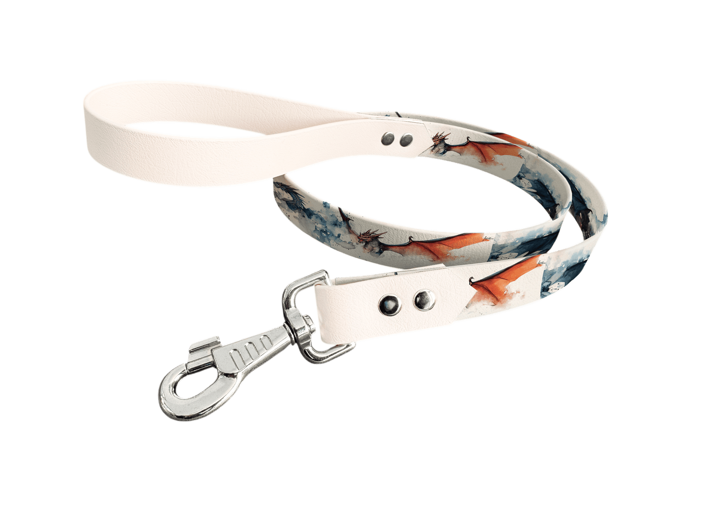 L'atelier du Fourmilier Laisse bicolore longe imprimée 204 / 19mm Laisse bicolore en BioThane® avec longe imprimée – Collection Créatures imaginaires- Coloris au choix