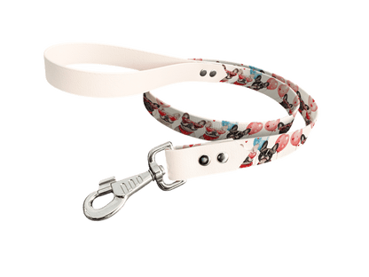 L'atelier du Fourmilier Laisse bicolore longe imprimée 207 / 19mm Laisse bicolore en BioThane® avec longe imprimée – Collection Chiens- Coloris au choix