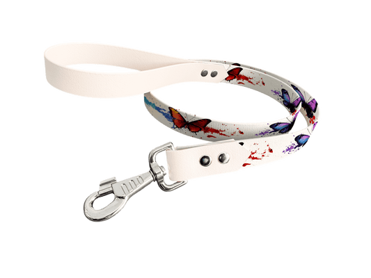 L'atelier du Fourmilier Laisse bicolore longe imprimée 213 / 19mm Laisse bicolore en BioThane® avec longe imprimée – Collection Insectes- Coloris au choix