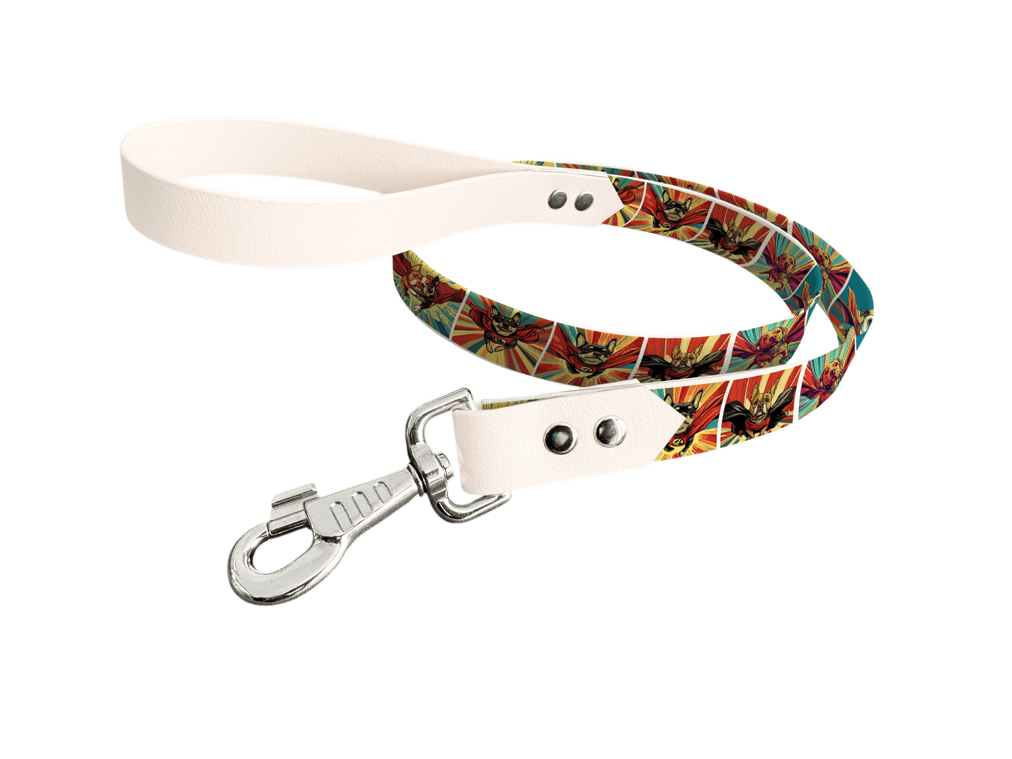 L'atelier du Fourmilier Laisse bicolore longe imprimée 214 / 19mm Laisse bicolore en BioThane® avec longe imprimée – Collection Chiens- Coloris au choix