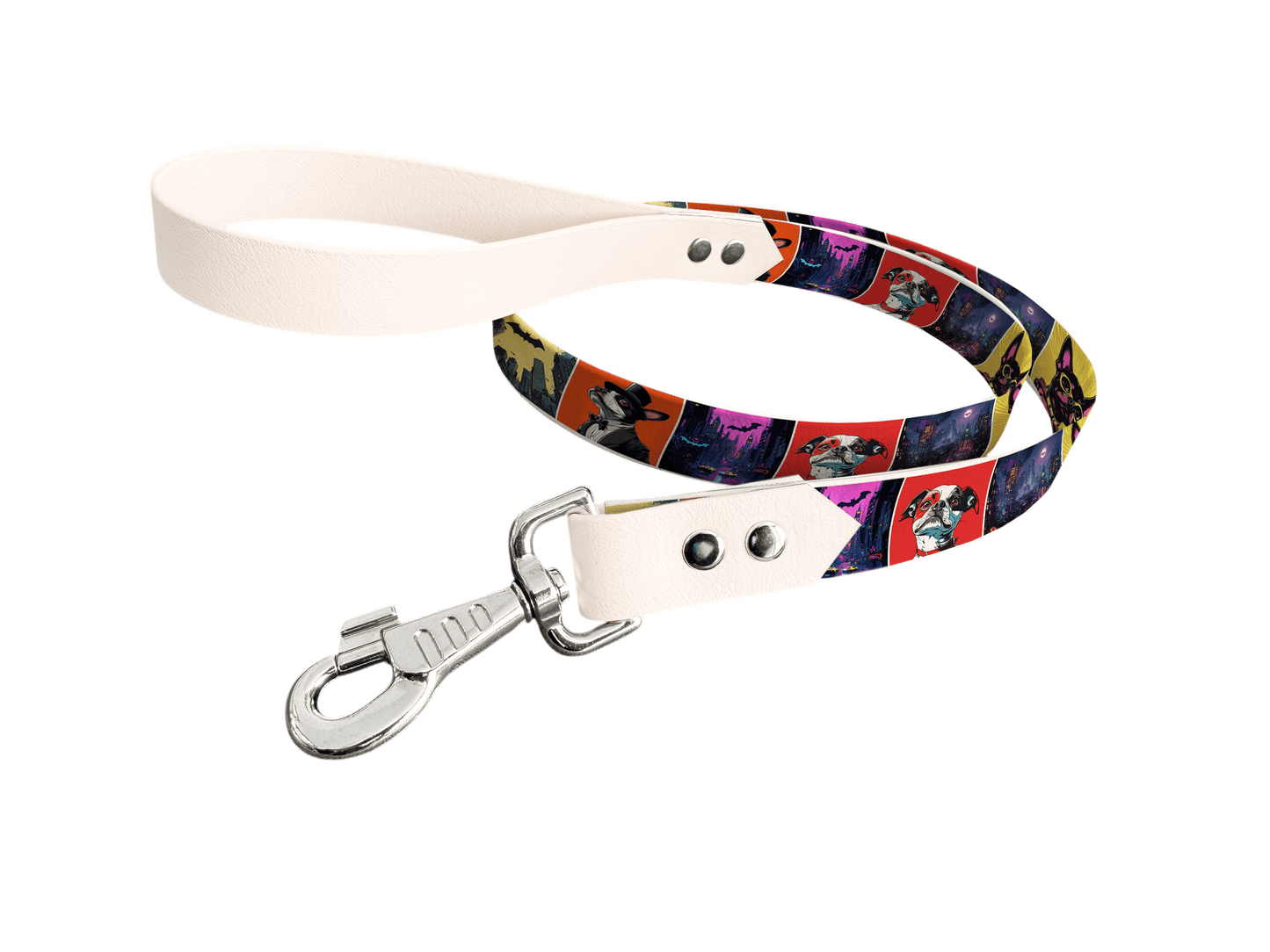 L'atelier du Fourmilier Laisse bicolore longe imprimée 215 / 19mm Laisse bicolore en BioThane® avec longe imprimée – Collection Chiens- Coloris au choix