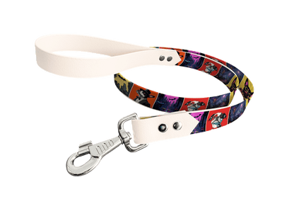 L'atelier du Fourmilier Laisse bicolore longe imprimée 215 / 19mm Laisse bicolore en BioThane® avec longe imprimée – Collection Chiens- Coloris au choix