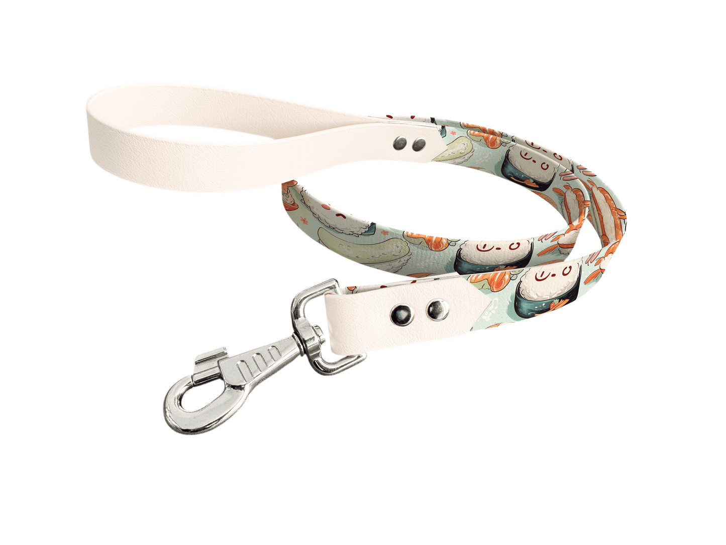 L'atelier du Fourmilier Laisse bicolore longe imprimée 216 / 19mm Laisse bicolore en BioThane® avec longe imprimée – Collection Gourmandises - Coloris au choix