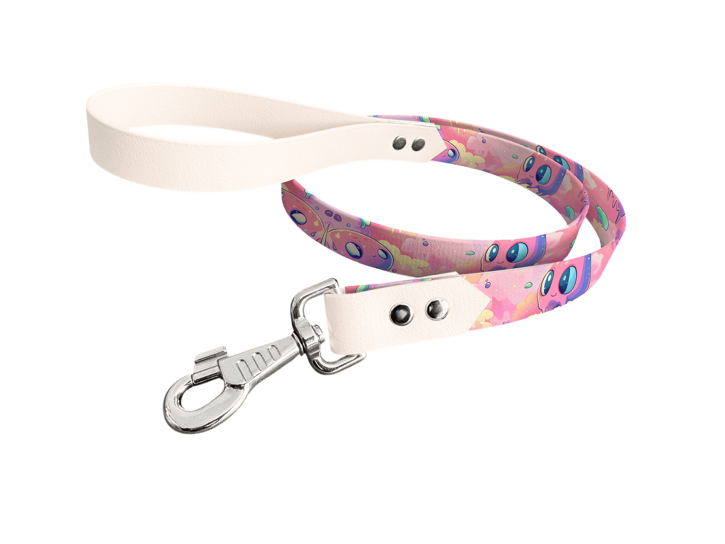 L'atelier du Fourmilier Laisse bicolore longe imprimée 217 / 19mm Laisse bicolore en BioThane® avec longe imprimée – Collection Créatures imaginaires- Coloris au choix