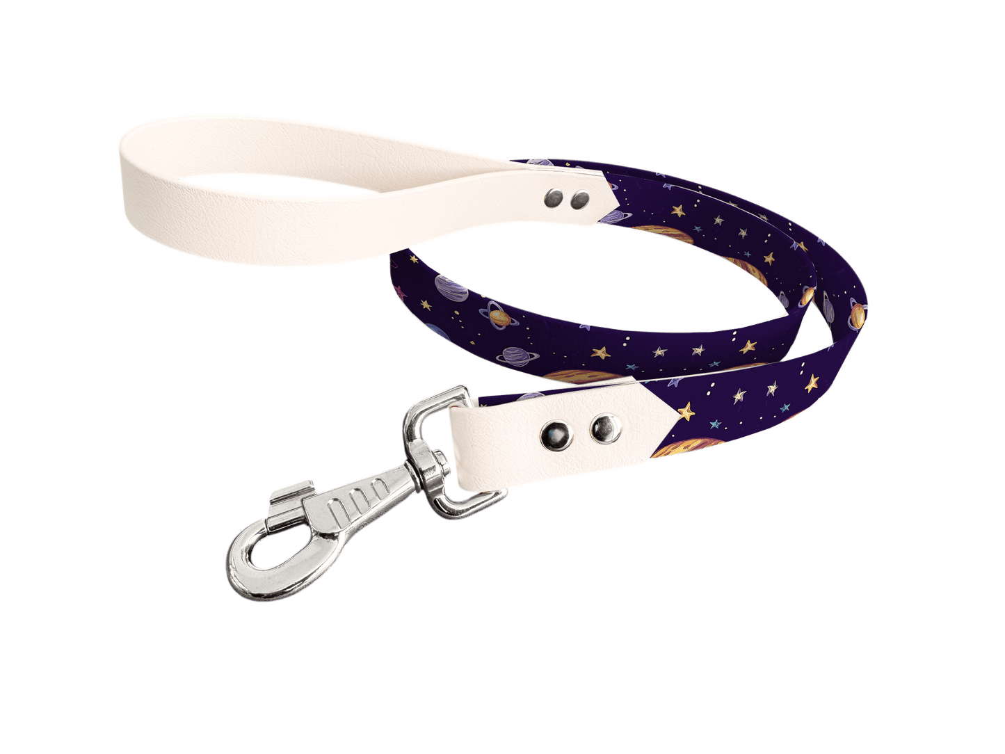 L'atelier du Fourmilier Laisse bicolore longe imprimée 224 / 19mm Laisse bicolore en BioThane® avec longe imprimée – Collection Galaxie- Coloris au choix