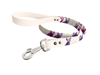 L'atelier du Fourmilier Laisse bicolore longe imprimée 229 / 19mm Laisse bicolore en BioThane® avec longe imprimée – Collection Chiens- Coloris au choix