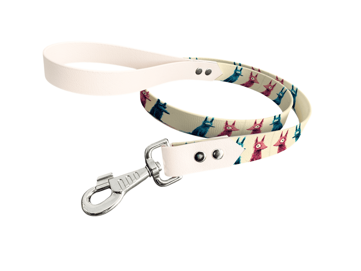 L'atelier du Fourmilier Laisse bicolore longe imprimée 230 / 19mm Laisse bicolore en BioThane® avec longe imprimée – Collection Chiens- Coloris au choix