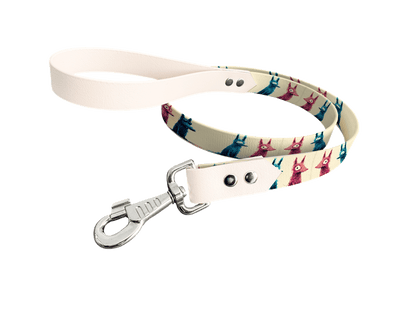 L'atelier du Fourmilier Laisse bicolore longe imprimée 230 / 19mm Laisse bicolore en BioThane® avec longe imprimée – Collection Chiens- Coloris au choix