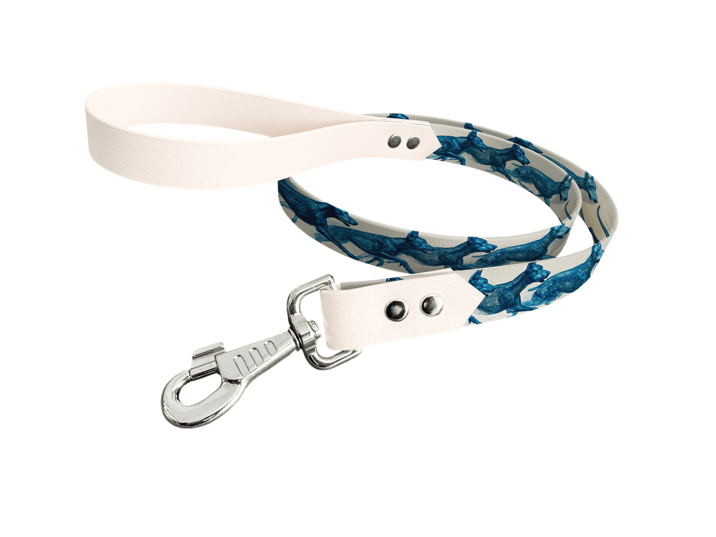 L'atelier du Fourmilier Laisse bicolore longe imprimée 231 / 19mm Laisse bicolore en BioThane® avec longe imprimée – Collection Chiens- Coloris au choix