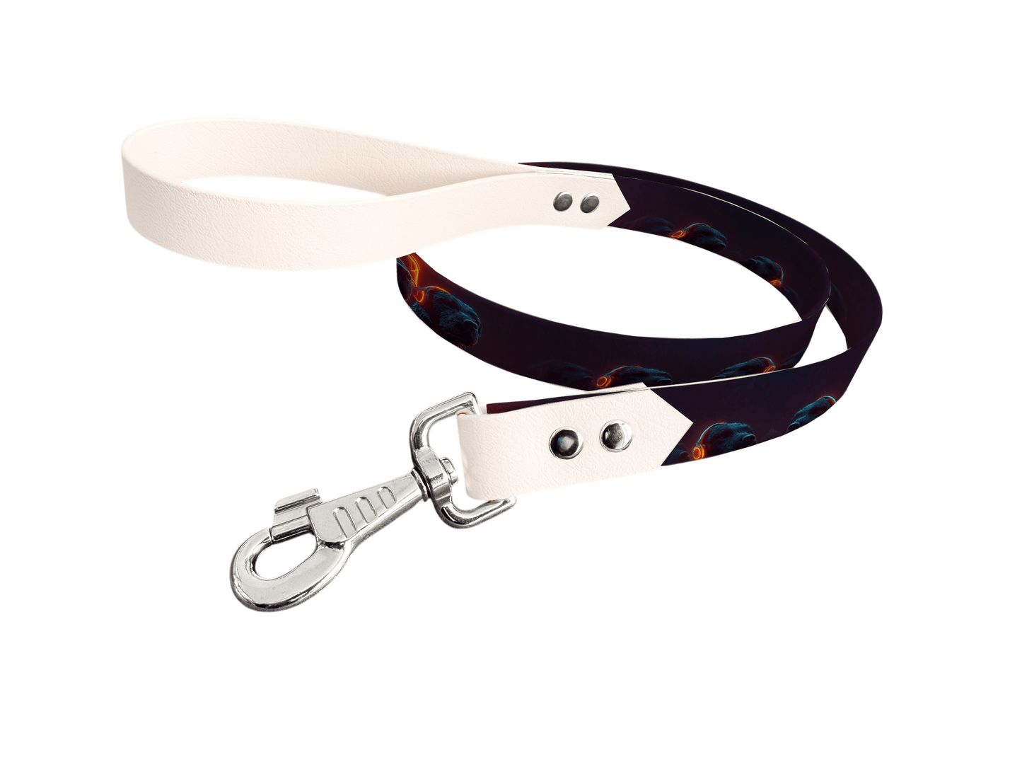 L'atelier du Fourmilier Laisse bicolore longe imprimée 233 / 19mm Laisse bicolore en BioThane® avec longe imprimée – Collection Chiens- Coloris au choix