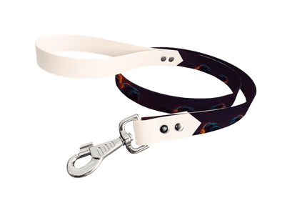 L'atelier du Fourmilier Laisse bicolore longe imprimée 233 / 19mm Laisse bicolore en BioThane® avec longe imprimée – Collection Chiens- Coloris au choix