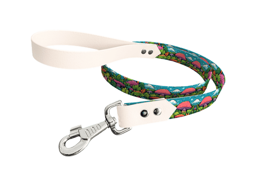 L'atelier du Fourmilier Laisse bicolore longe imprimée 239 / 19mm Laisse bicolore en BioThane® avec longe imprimée – Collection Forêt enchantée - Coloris au choix