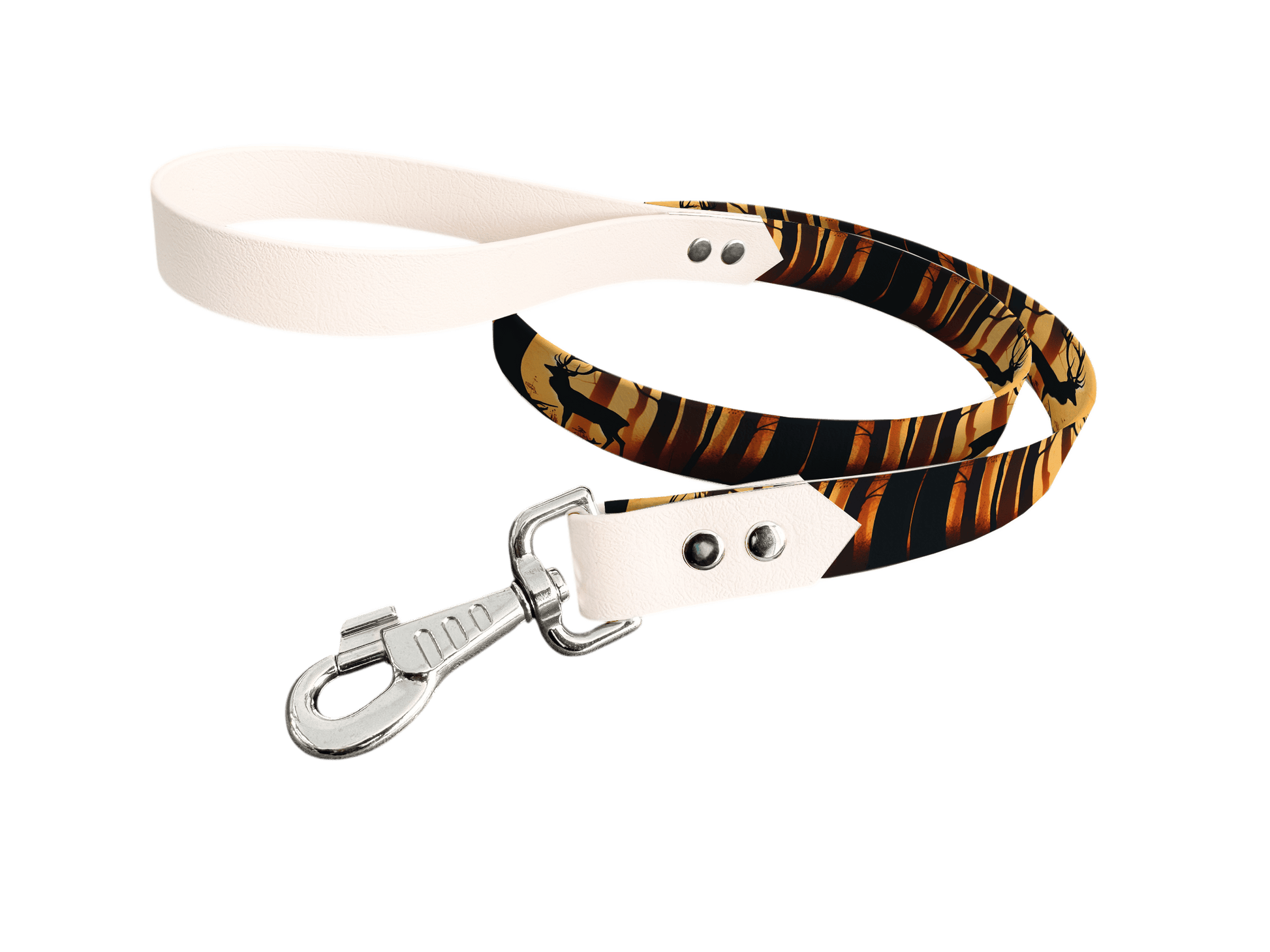 L'atelier du Fourmilier Laisse bicolore longe imprimée 24 / 19mm Laisse bicolore en BioThane® avec longe imprimée – Collection Animaux sauvages- Coloris au choix