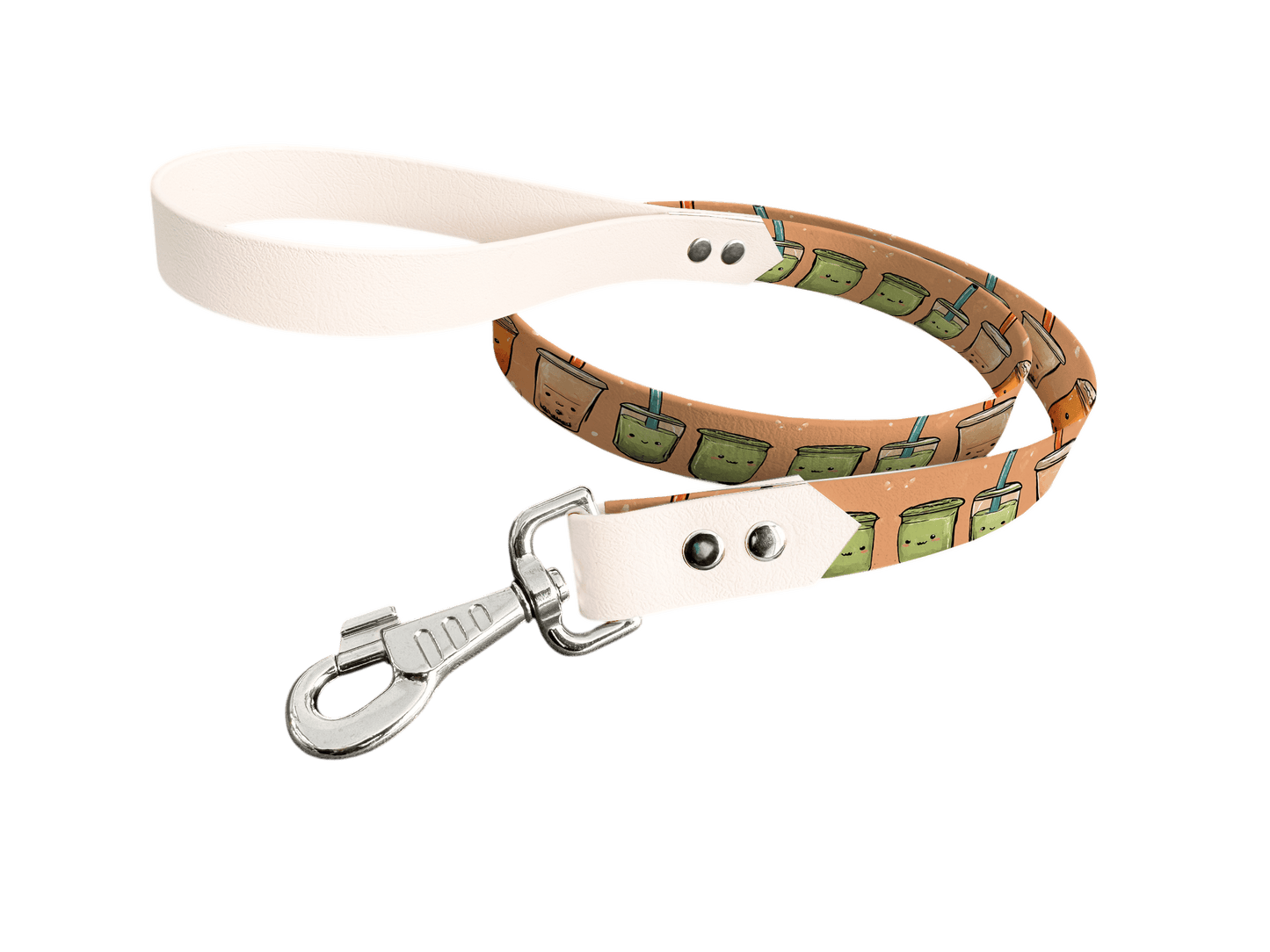 L'atelier du Fourmilier Laisse bicolore longe imprimée 240 / 19mm Laisse bicolore en BioThane® avec longe imprimée – Collection Gourmandises - Coloris au choix