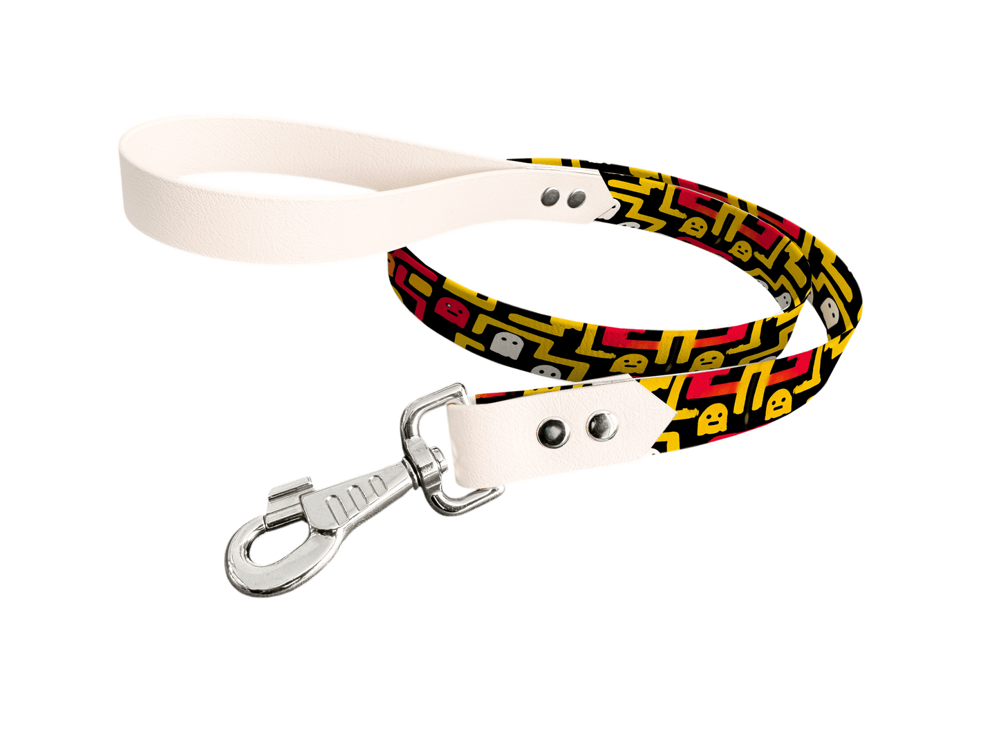 L'atelier du Fourmilier Laisse bicolore longe imprimée 241 / 19mm Laisse bicolore en BioThane® avec longe imprimée – Collection Pop Art- Coloris au choix