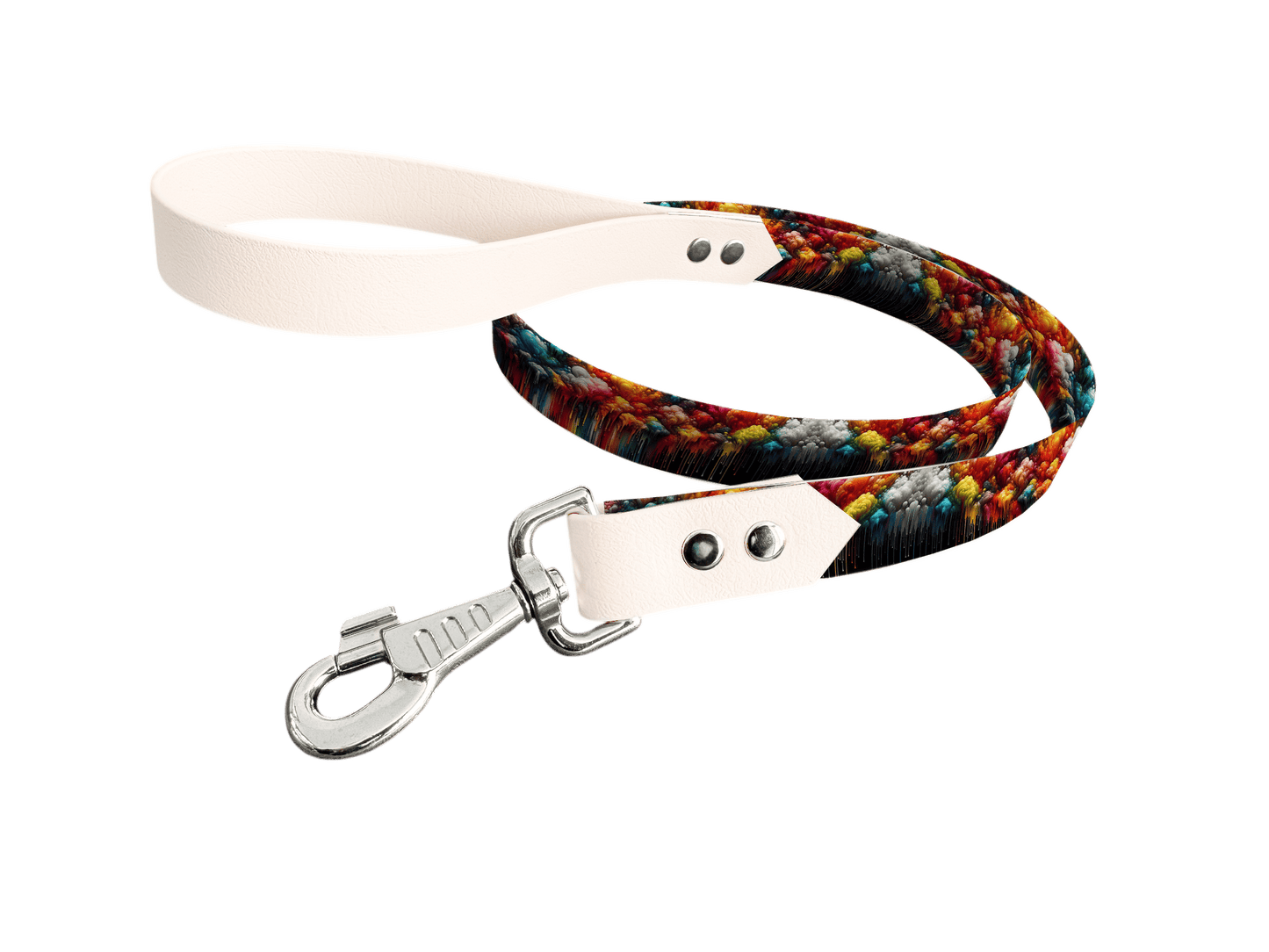 L'atelier du Fourmilier Laisse bicolore longe imprimée 25 / 19mm Laisse bicolore en BioThane® avec longe imprimée – Collection Abstrait - Coloris au choix