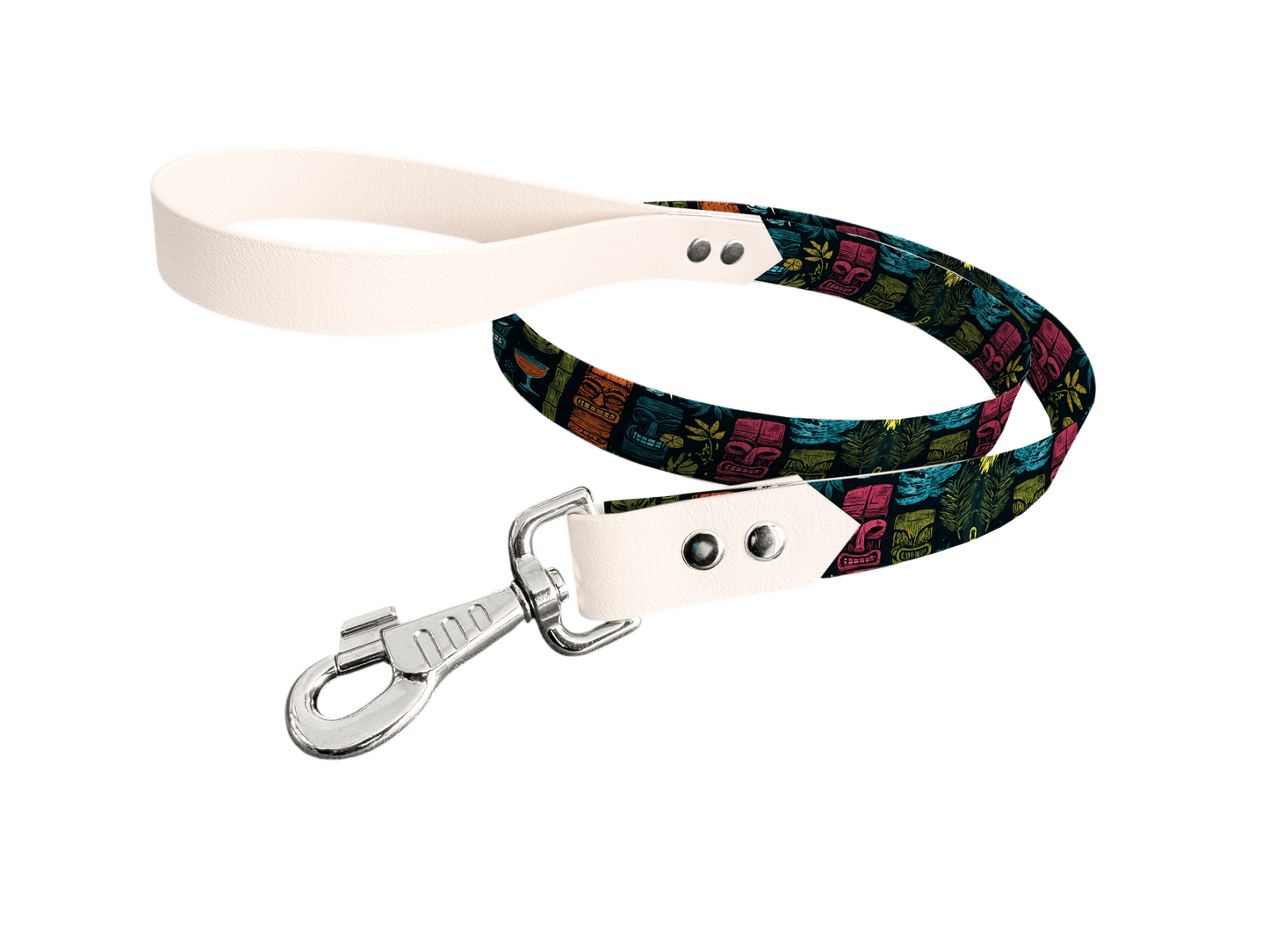 L'atelier du Fourmilier Laisse bicolore longe imprimée 251 / 19mm Laisse bicolore en BioThane® avec longe imprimée – Collection Tribal - Coloris au choix