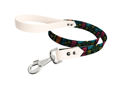 L'atelier du Fourmilier Laisse bicolore longe imprimée 251 / 19mm Laisse bicolore en BioThane® avec longe imprimée – Collection Tribal - Coloris au choix