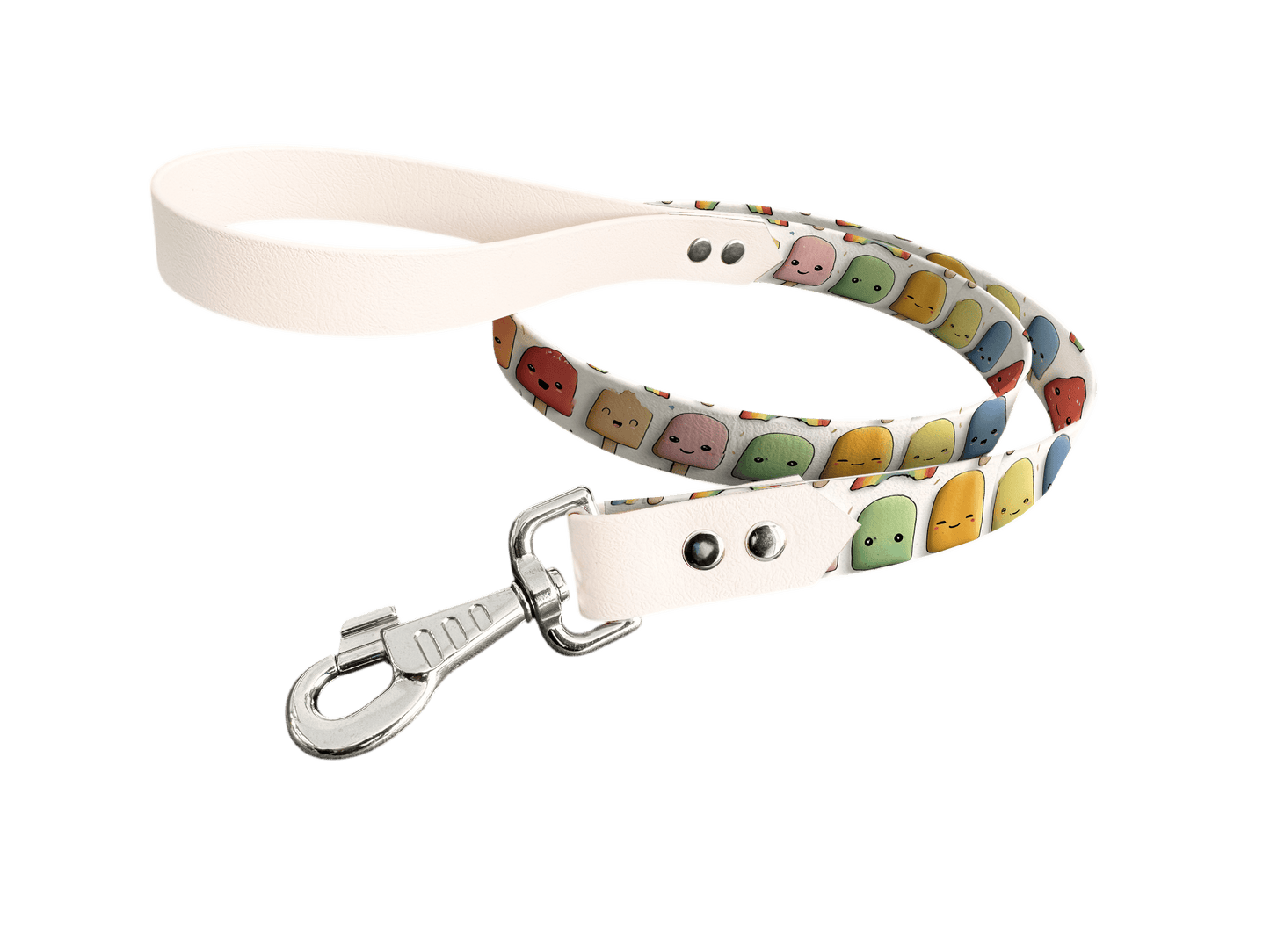 L'atelier du Fourmilier Laisse bicolore longe imprimée 253 / 19mm Laisse bicolore en BioThane® avec longe imprimée – Collection Gourmandises - Coloris au choix