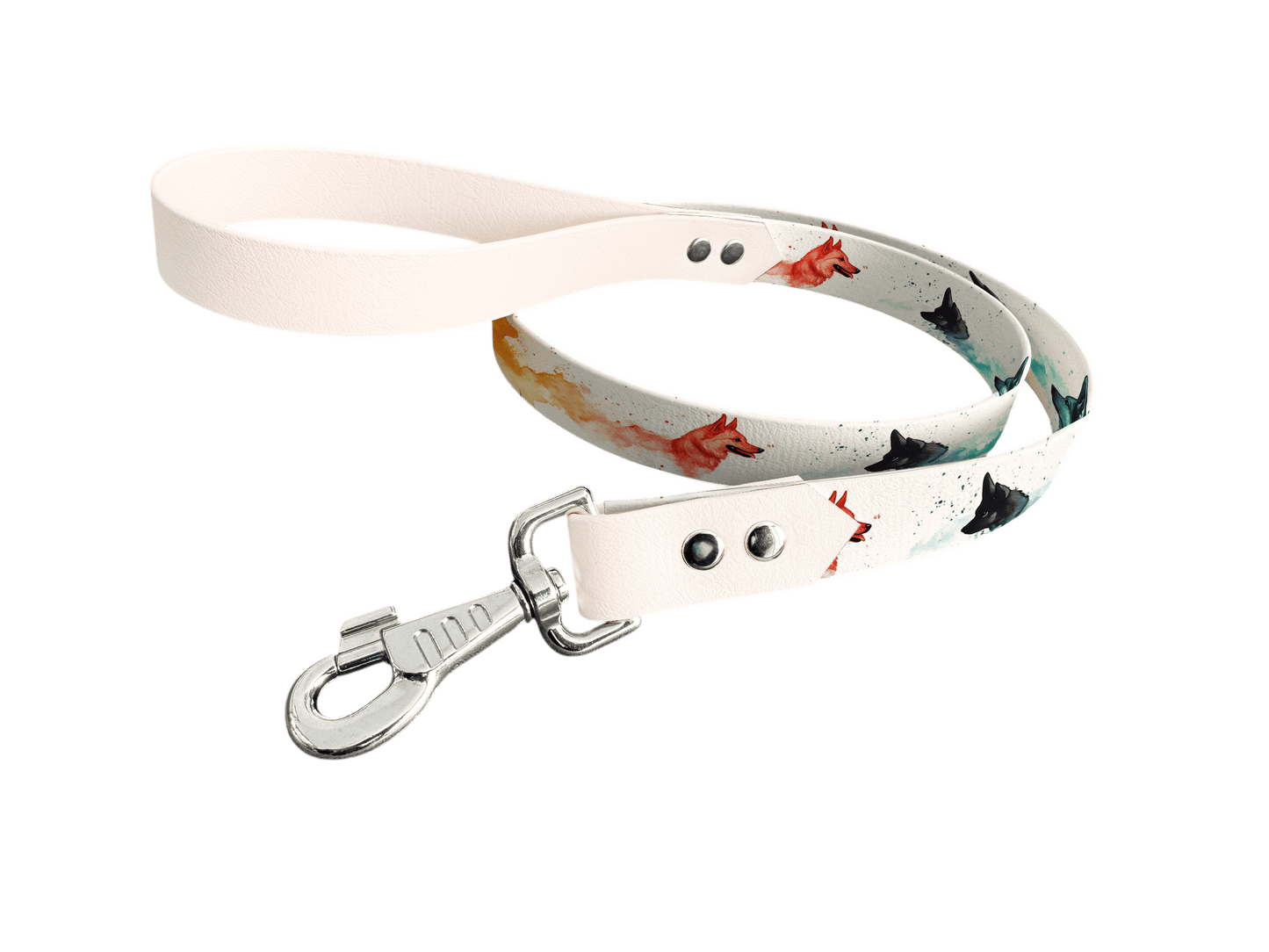 L'atelier du Fourmilier Laisse bicolore longe imprimée 255 / 19mm Laisse bicolore en BioThane® avec longe imprimée – Collection Chiens- Coloris au choix